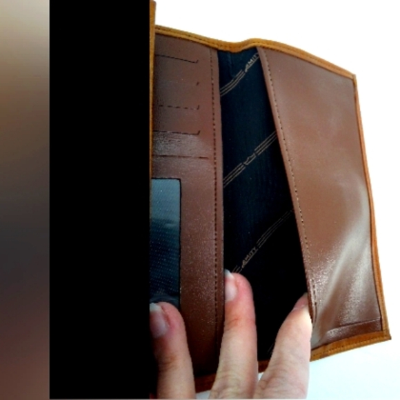 Vintage Amity Cowhide Leather Men's Trifold Wallet Billfold Brown 4 Snaps - Picture 13 of 16
